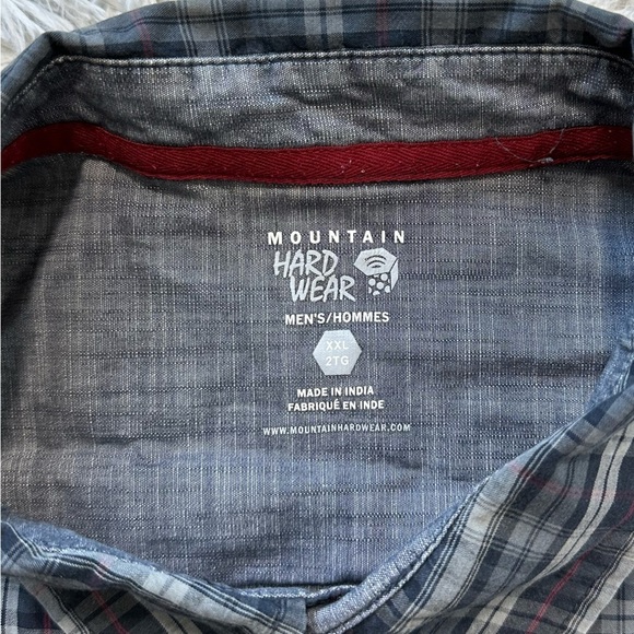 Mountain Hardwear Men’s Plaid Long Sleeve Button Up Shirt Size XXL Blue and Red - Picture 3 of 5